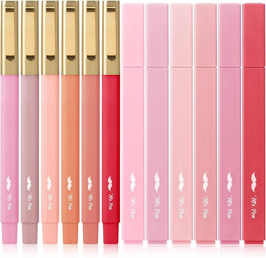 Mr. Pen- Aesthetic Highlighters and Pens No Bleed, 12 Pack, Shades of Pink, Bible Highlighters No... | Amazon (US)