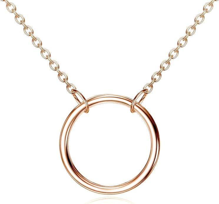 Open Circle Necklace in Yellow Gold, Rose Gold or Rhodium over 925 Sterling Silver | Amazon (US)