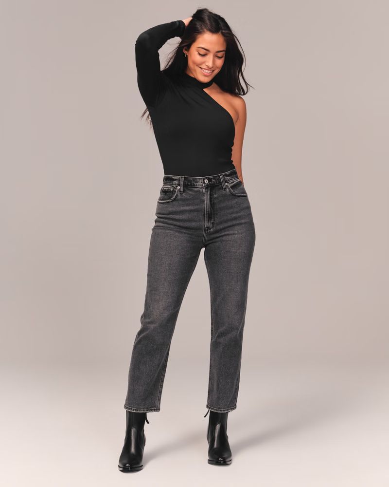 Women's Curve Love Ultra High Rise Ankle Straight Jeans | Women's Bottoms | Abercrombie.com | Abercrombie & Fitch (US)