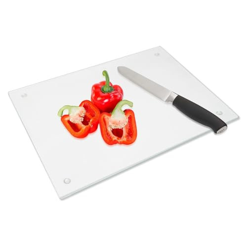 DHARANA Glass Cutting Board,Tempered Glass Cutting Board for Kitchen Counter,Clear Glass,Scratch Resistant,Heat Resistant, with Non-Slip Feet, 10x14" | Amazon (US)