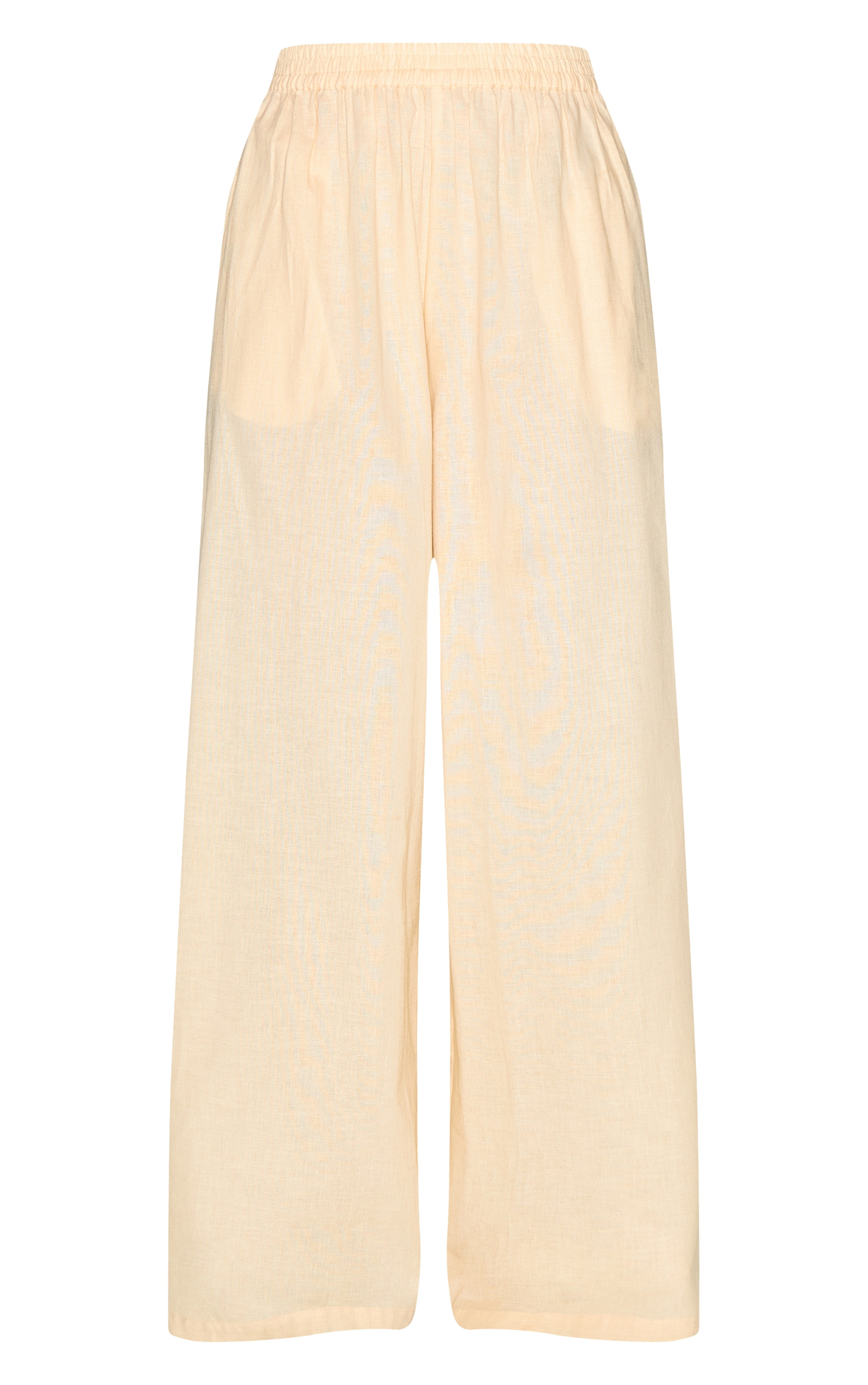 Butter Yellow Linen Look Floaty Wide Leg Pants | PrettyLittleThing US