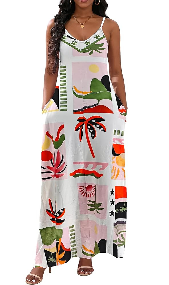 vunahzma Womens Casual Fashion Sleeveless Plus Size Loose Long Sexy Maxi Dress with Pockets | Amazon (US)