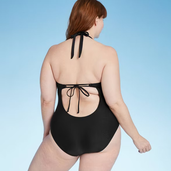 Women's Crochet Trim Plunge One Piece Swimsuit - Kona Sol™ | Target