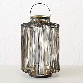 WHW Whole House Worlds Modernist Cage Hurricane Candle Lantern, Hand-Strung Wire Panels with Twisted | Amazon (US)