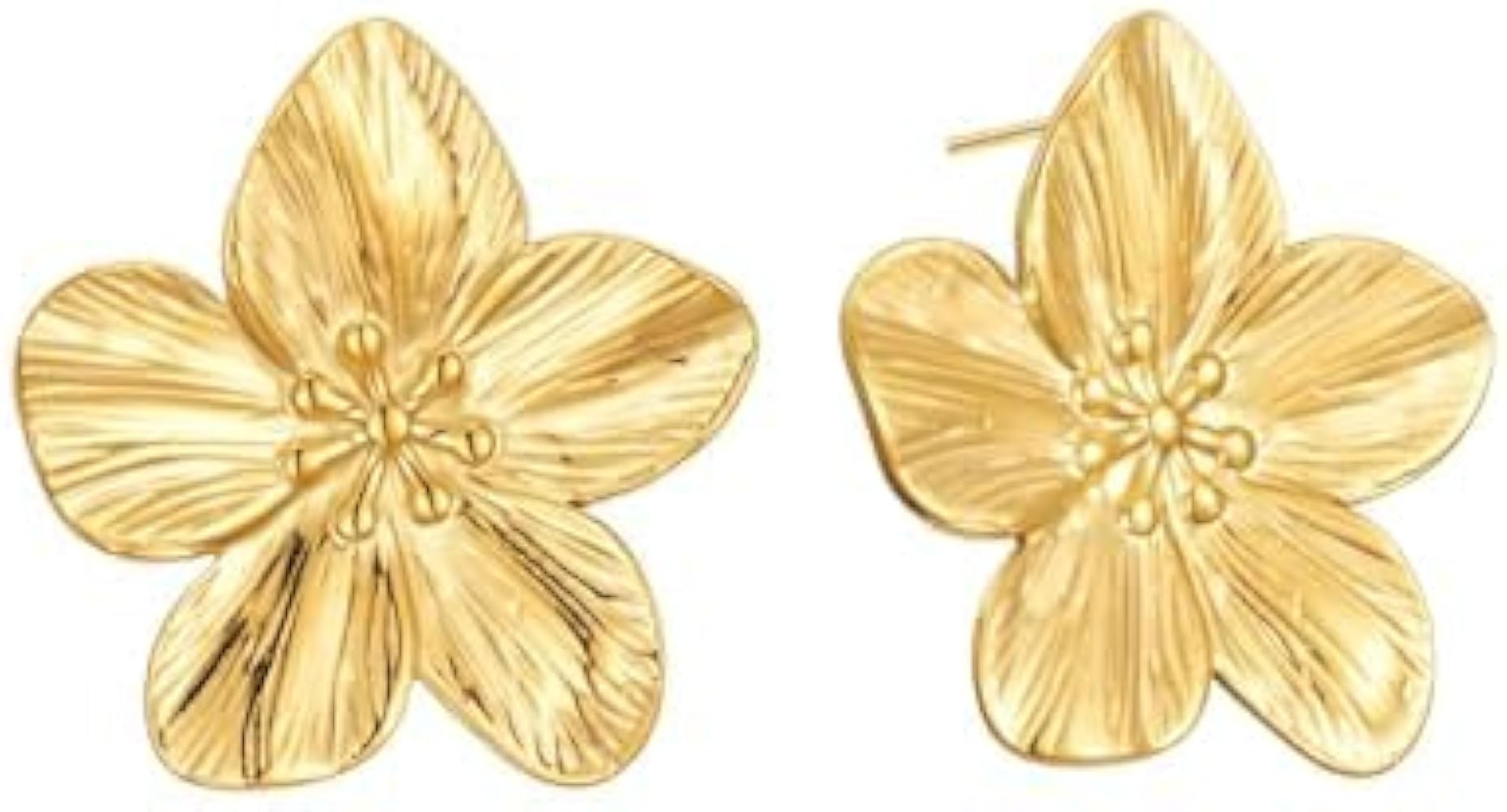 Sylph 14K Gold Plated Gold Flower Earrings Large Flower Stud Earrings Flower Big Statement 925 St... | Amazon (US)