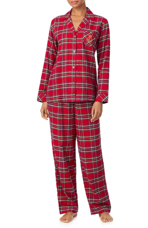 Lauren Ralph Lauren Cotton Blend Pajamas in Red Plaid at Nordstrom, Size Small | Nordstrom