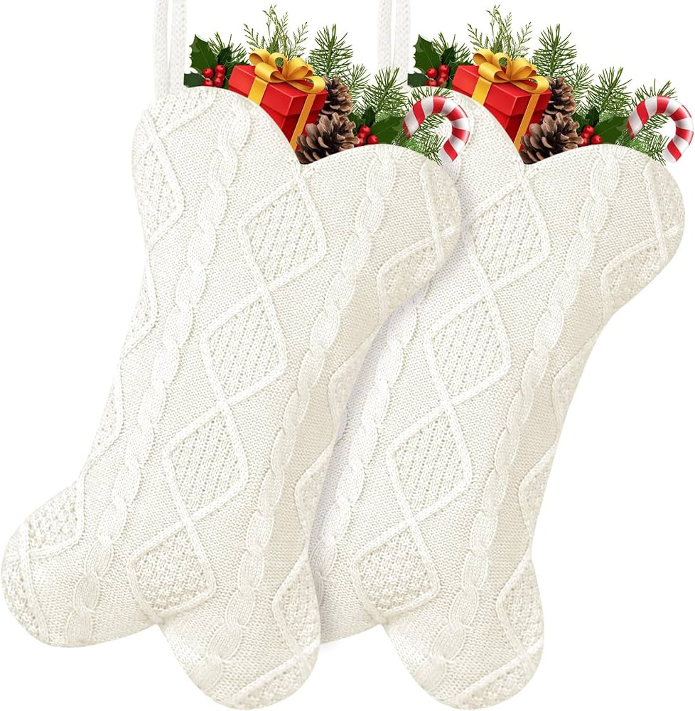 2 Pack Dog Christmas Stocking, 18 Inch Large Double Side Knitted Christmas Stocking for Dogs, Bon... | Amazon (US)