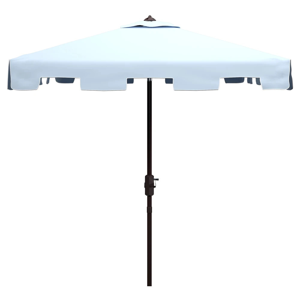 Lynette Modern Classic Light Blue Square Market Umbrella | Kathy Kuo Home
