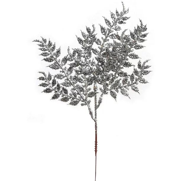 Floral Home 10" Artificial Decorative Silver Glitter Leaf Spray Christmas Tree Pick Ornament for ... | Walmart (US)