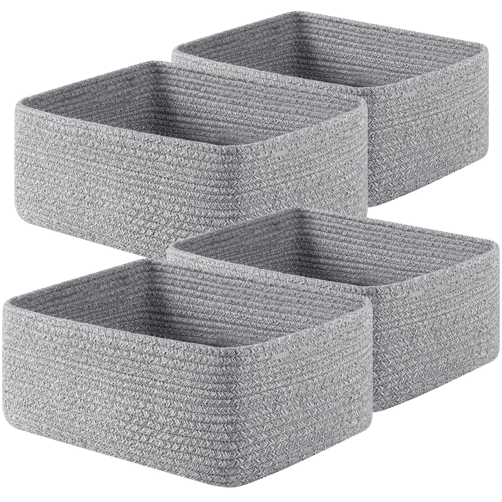 OIAHOMY 4 Pack 14.17*11.02*6.3IN Storage Baskets for Organizing Shelves, Woven Rope Baskets for O... | Amazon (US)
