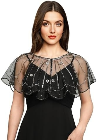 Ever-Pretty Women's Sparkly Sequin Mesh Capelet Shawl for Gatsby Accessories for Harlem Night 027... | Amazon (US)