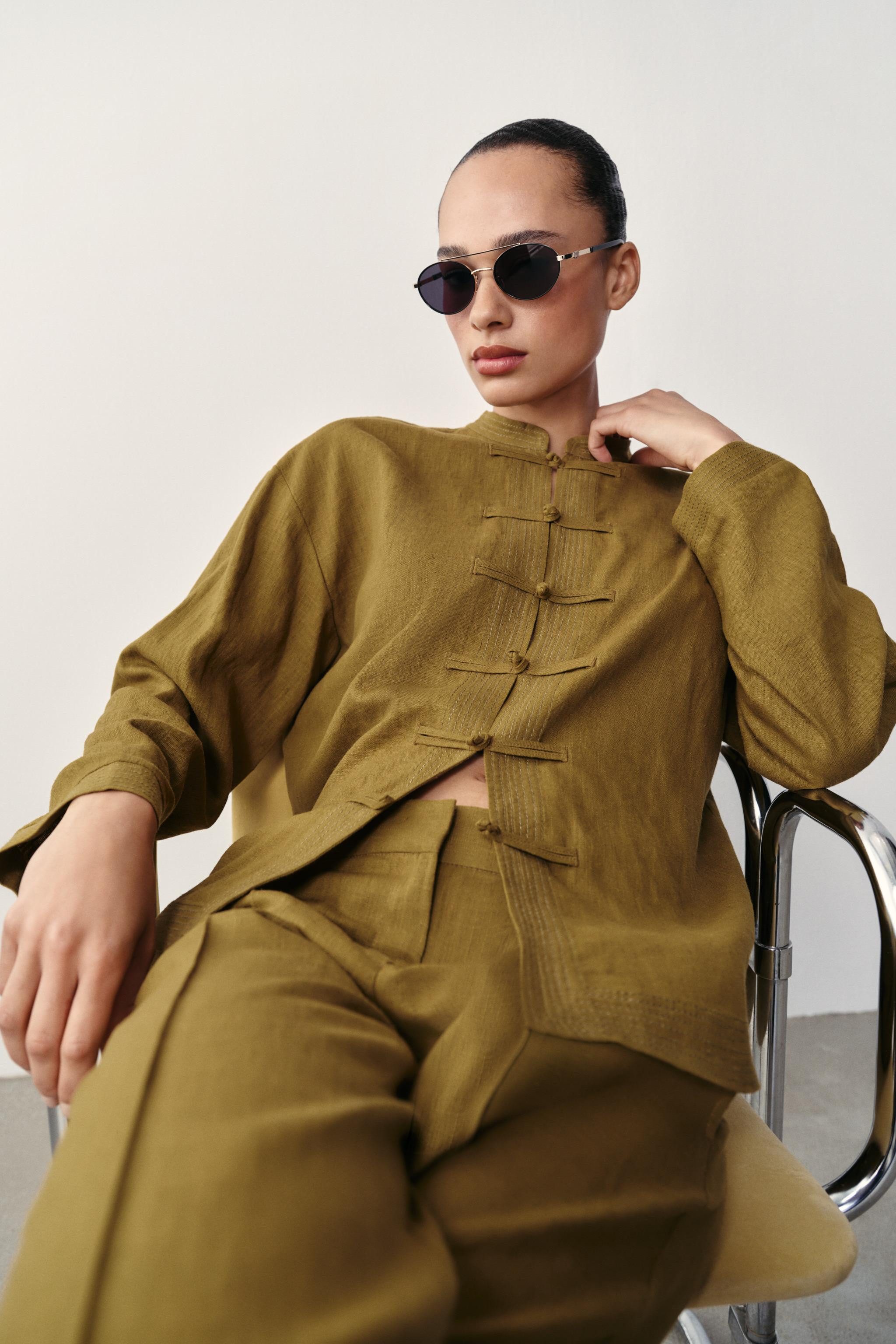 LINEN SHIRT WITH FROG FASTENING | Zara US