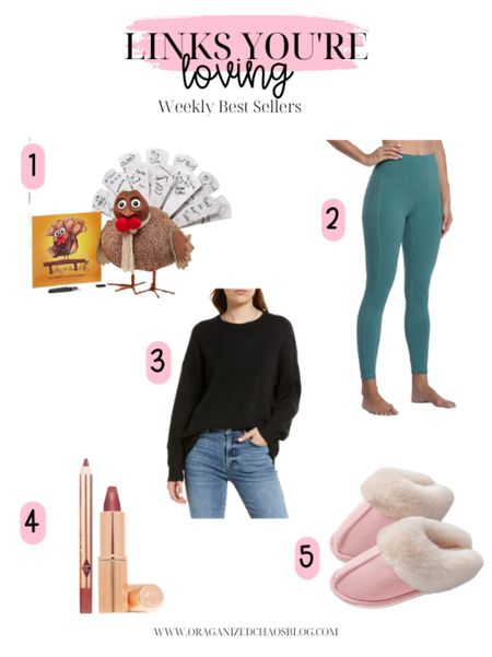 This week’s top sellers

Turkey on the Table
Amazon Leggings
Treasure and Bond Sweater
Charlotte Tilbury Lipstick set
Slippers

#LTKHoliday #LTKfindsunder50 #LTKGiftGuide
