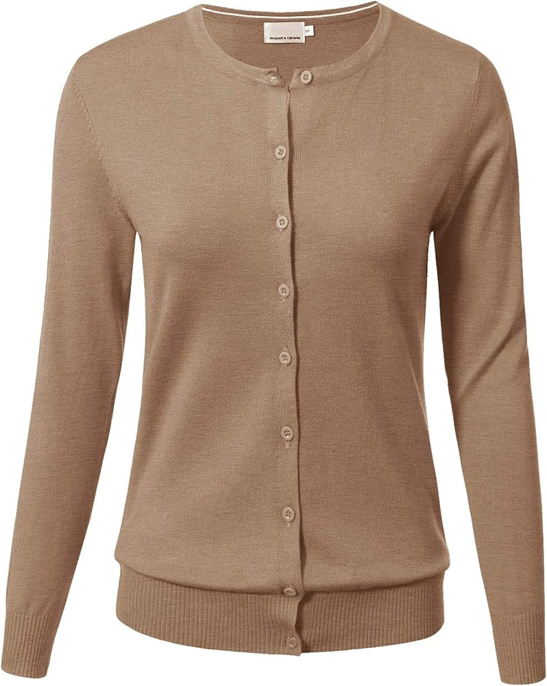 Allsense Women's Long Sleeve Button Down Crew Neck Classic Knit Cardigan Sweater | Amazon (US)