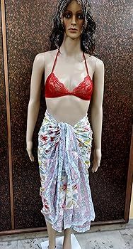 Amazon.com: Fikimos Cotton Hand Block Print Sarong Womens Swimsuit Wrap Cover Up Long (73" x 44")... | Amazon (US)