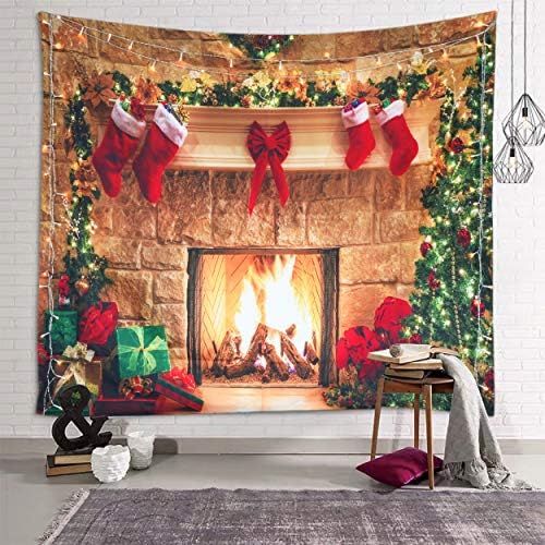 Sevendec Christmas Tapestry Wall Hanging Fireplace Xmas Tree Stockings Gifts Wall Tapestry for Pa... | Amazon (US)