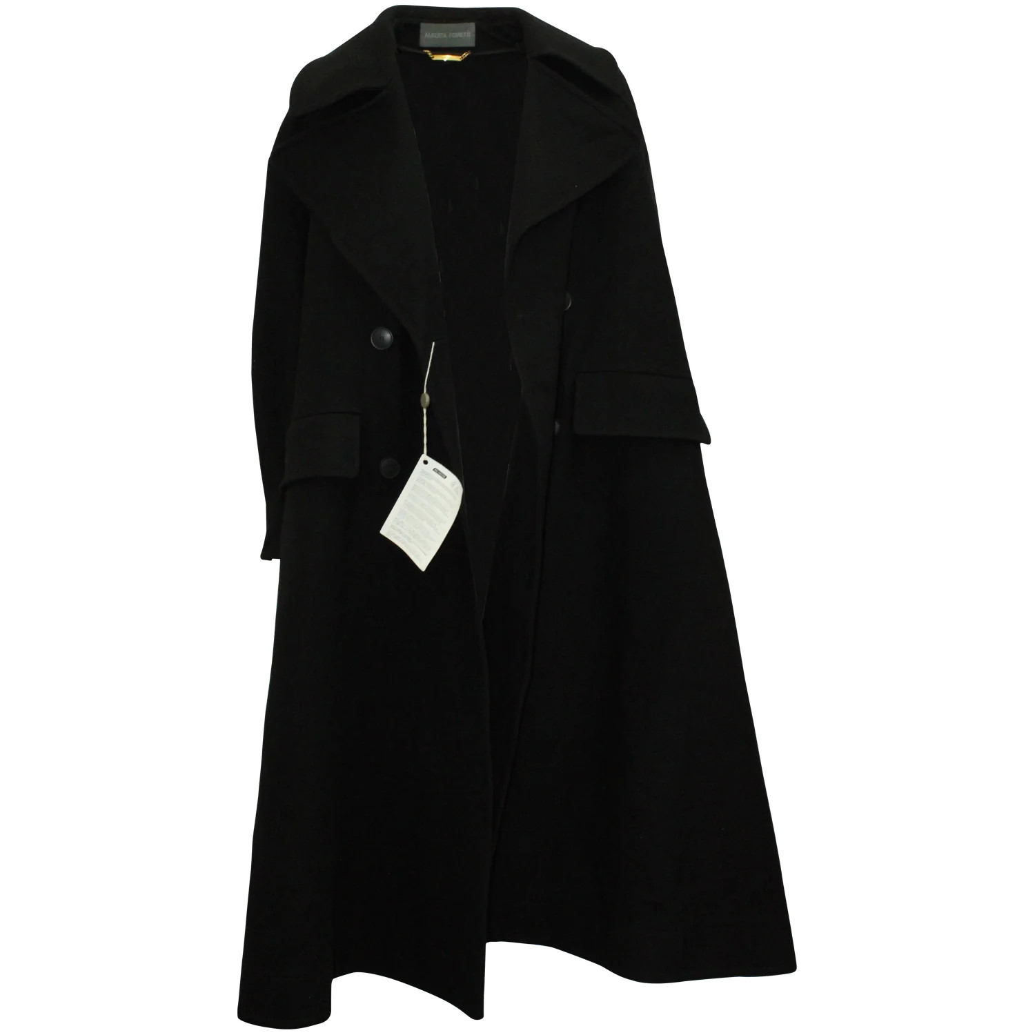 Alberta Ferretti Double Breasted Trench Coat in Black Wool | Shop Simon