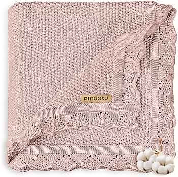 Knitted Baby Blanket for Boys & Girls, 100% Cotton Receiving Swaddle Crib & Stroller Blanket for ... | Amazon (US)