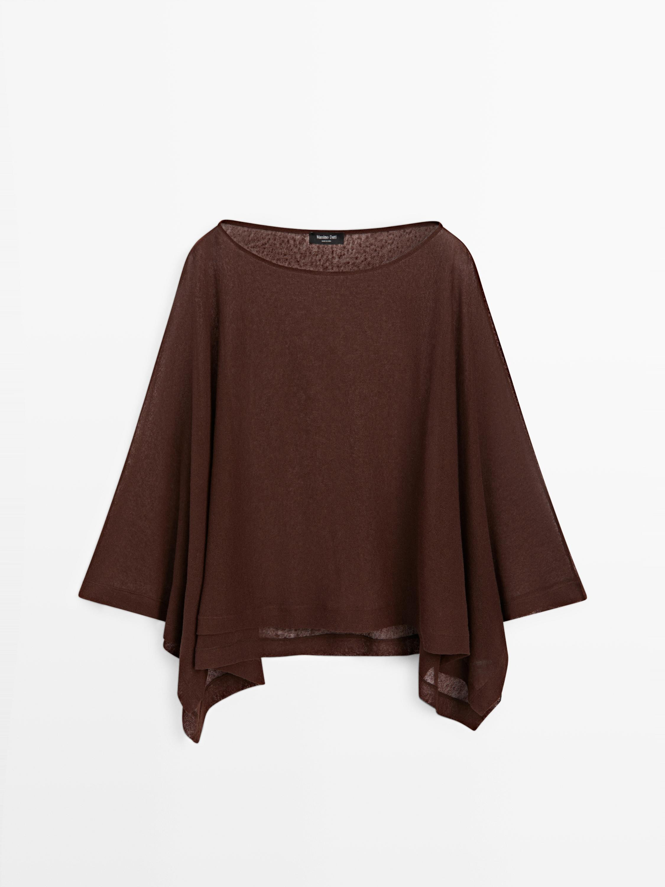 Flowing linen blend cape | Massimo Dutti UK
