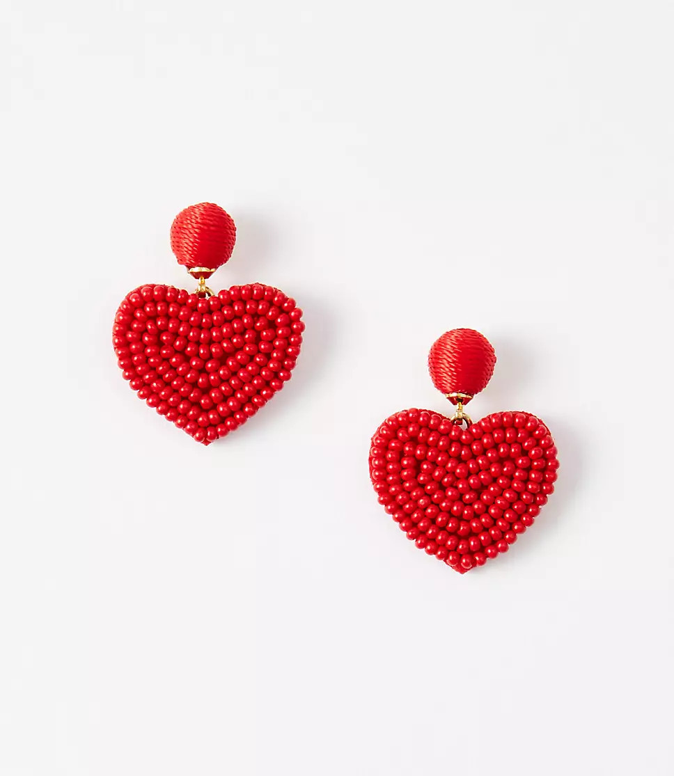 BEADED HEART EARRINGS | LOFT Outlet