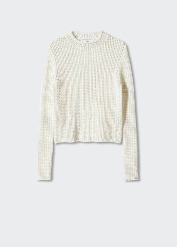 Openwork sweater perkins collar -  Women | Mango USA | MANGO (US)