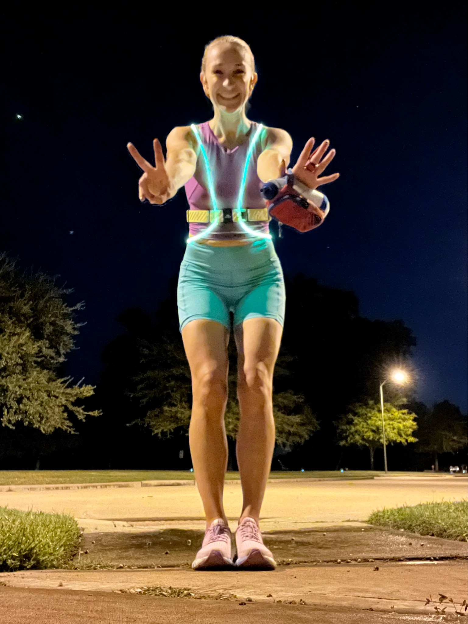 Dark morning run fit!

This Lulu long bra is on sale with tons of colors!!

Running light vest | handheld water bottle | running biker shorts with pockets | Lulu long bra

#LTKsalealert #LTKfitness