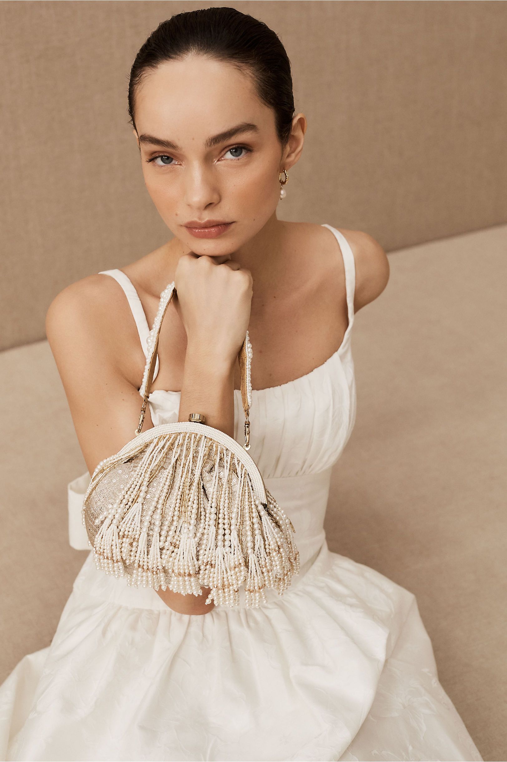 Beaded and Pearl Tassel Bag | BHLDN