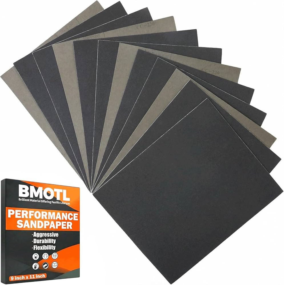 220 Grit Sandpaper Sheets 9x11：12 Pcs Wet Dry Silicon Carbide Medium Sand Paper for Wood Furnit... | Amazon (US)