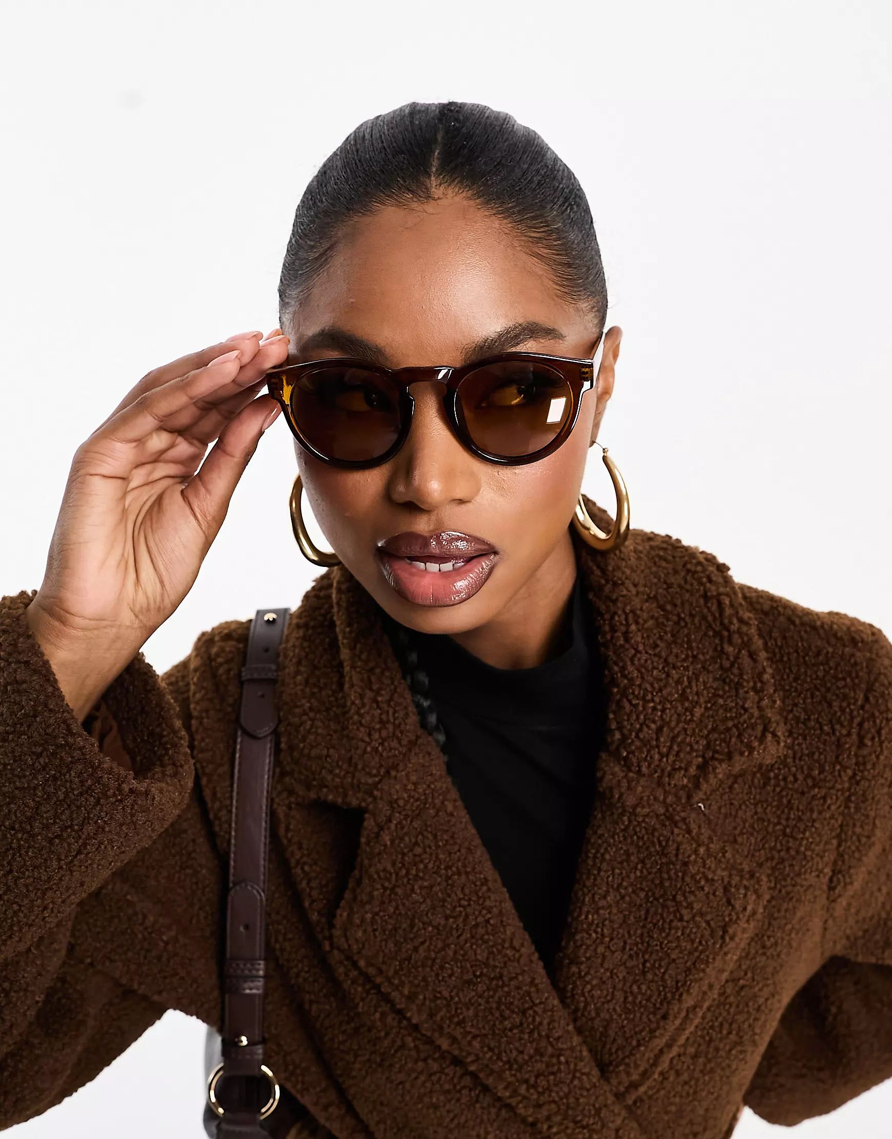 AIRE cursa round sunglasses in transparent brown | ASOS (Global)