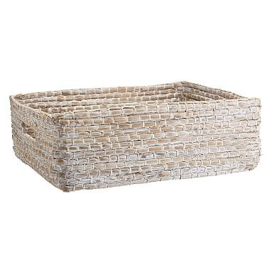 Naturalist Woven Storage Bin, White Wash | Pottery Barn Teen