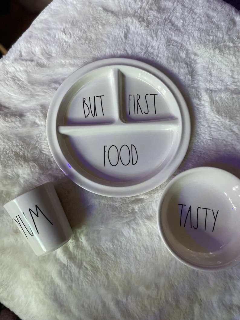 White Rae Dunn Toddler Baby Child's Dishes Set Plate Bowl - Etsy | Etsy (US)