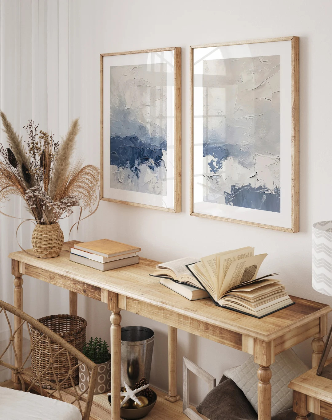 Navy Blue Abstract Print Set of 2, Mid Century Modern Art Prints, Gallery Wall Set, Office Wall A... | Etsy (US)