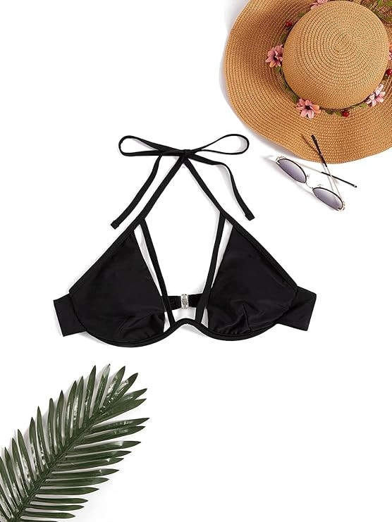 SHENHE Women's Mesh Push Up Underwire Micro Triangle Bikini Swimsuit Bathing Suit Tops | Amazon (US)