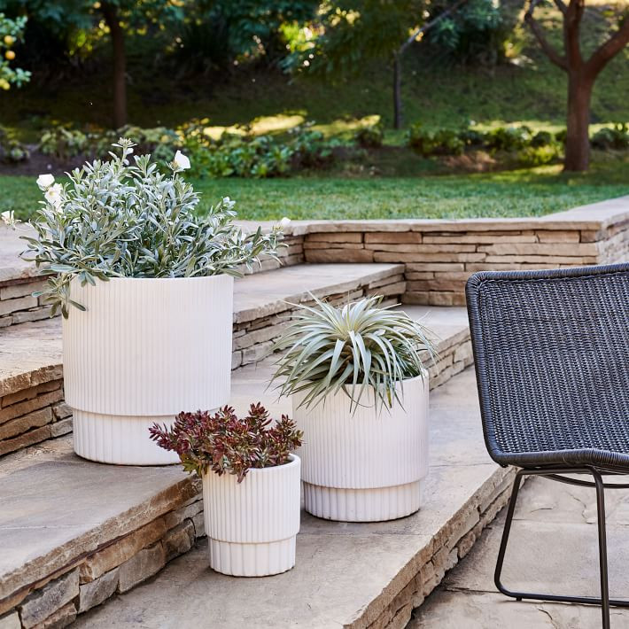 Fluted Ceramic Indoor/Outdoor Planters | West Elm (US)