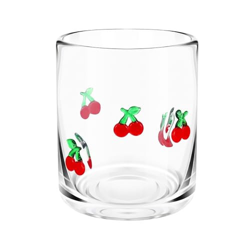 FIXTIMEN 1 Pcs Icon Juice Glasses - 14oz Icon Juice Glass Cups Drinking Coffee Cute Glass Cup for Summer Party Supplies & Gift(Cherry) | Amazon (US)