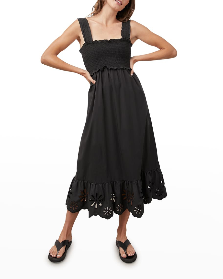 Rumi Smocked Eyelet Midi Dress | Neiman Marcus