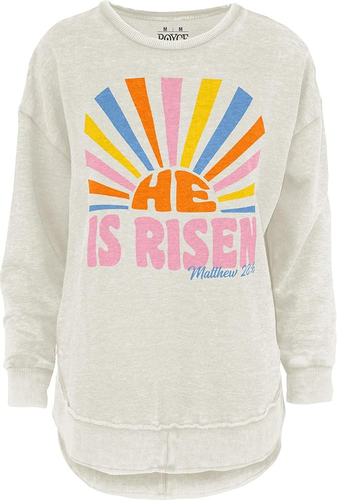 Melange Poncho Fleece: Long Sleeve Crew Neck Hi-Lo Round Bottom, He is Risen | Amazon (US)