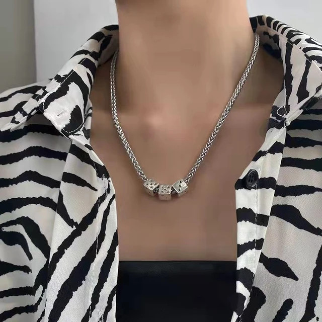 Hiphop Punk Metal Dice Pendant Necklaces for Men Women Night Club Party Korean Fashion Jewelry Ro... | AliExpress (US)