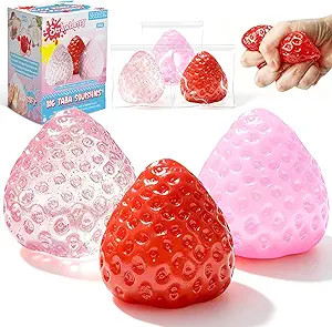 3Pcs Big Taba Squishies Strawberry, Cute Strawberry Squeeze Toys, Upgrade Fruit Squishies, Kawaii... | Amazon (US)