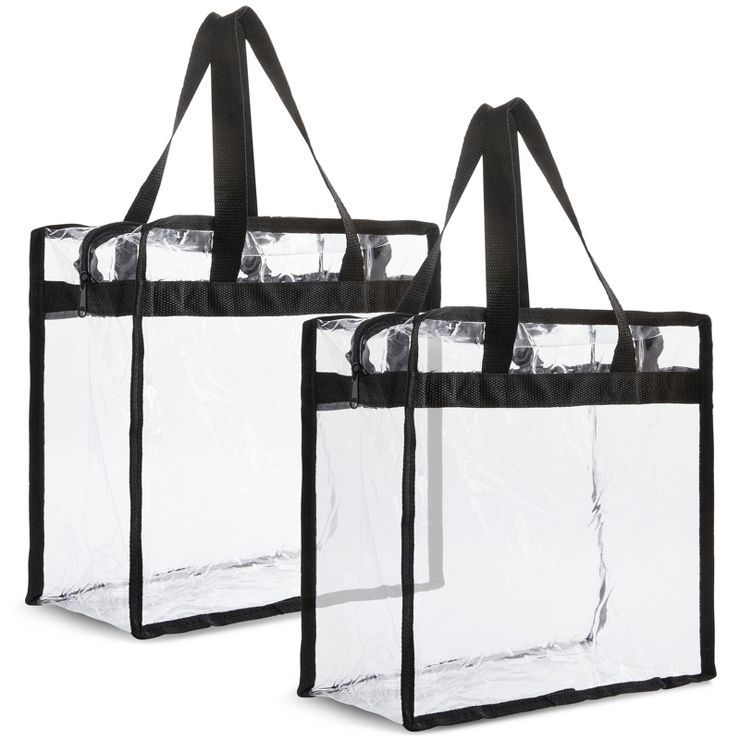 Juvale 2 Pack Stadium Approved Clear Tote Bags, 12x6x12 Large Plastic Beach Bags with Handles | Target