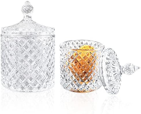 2Pcs Crystal Jar with Lid, Glass Sugar Bowl Decorative Candy Jar | Amazon (US)
