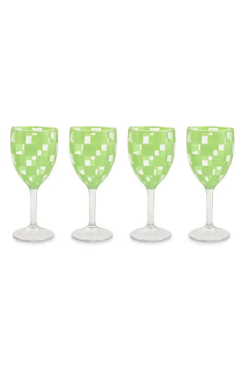 MACKENZIE CHILDS Set of 4 Green Check Acrylic Wine Goblets at Nordstrom | Nordstrom