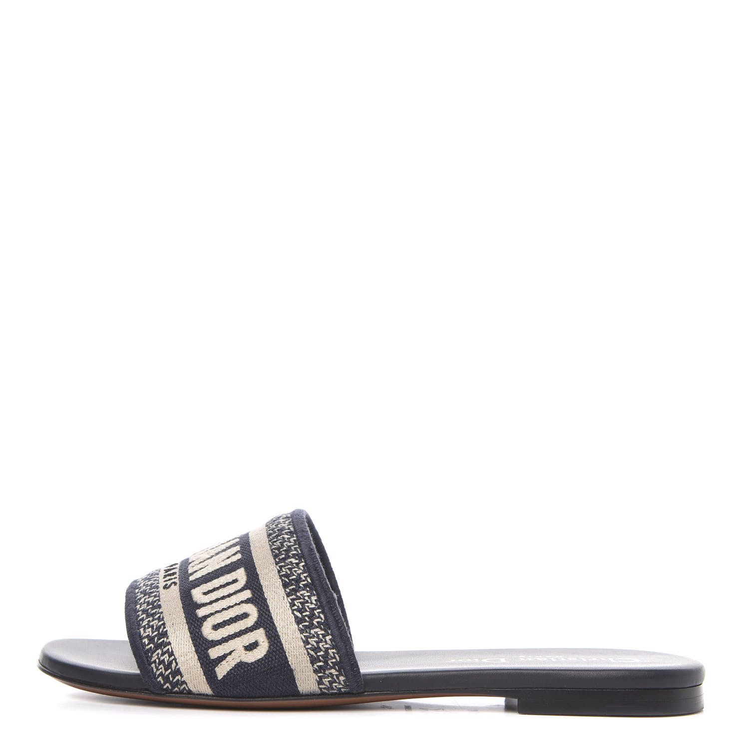 Canvas Embroidered Dway Mules Slide Sandals 34 Deep Blue | Fashionphile