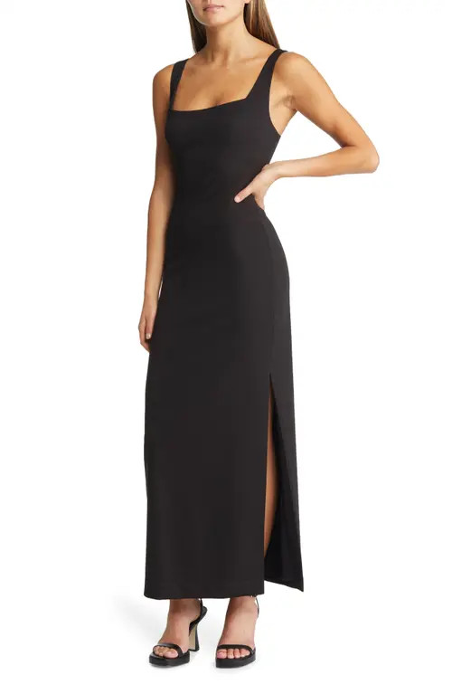 WAYF The Sharon Lace-Up Back Sheath Dress in Black at Nordstrom, Size Small | Nordstrom