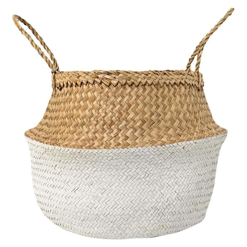 13.5" x 19.69" Seagrass Basket with Handles Natural & White - 3R Studios | Target