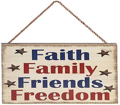 TOPYUN July 4th Decorations Faith Signs for Home Decor, Patriotic Wall Decor,Faith Family Friends... | Amazon (US)