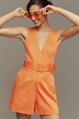 Hutch Belted V-Neck Romper | Anthropologie (US)