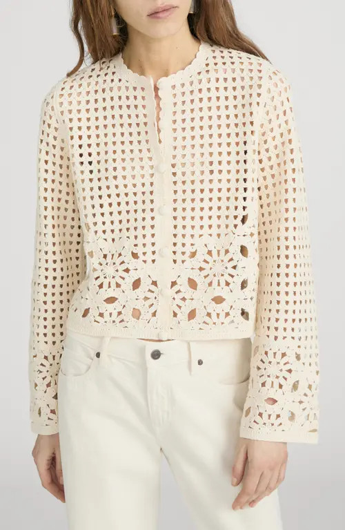 FRAME The Postcard Open Stitch Cardigan in Cream at Nordstrom, Size Medium | Nordstrom