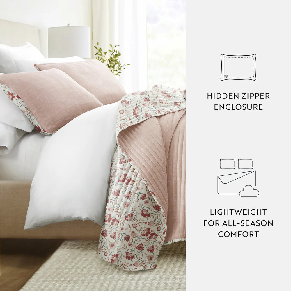 French Jacobean Reversible Quilted Coverlet Set | Linens and Hutch