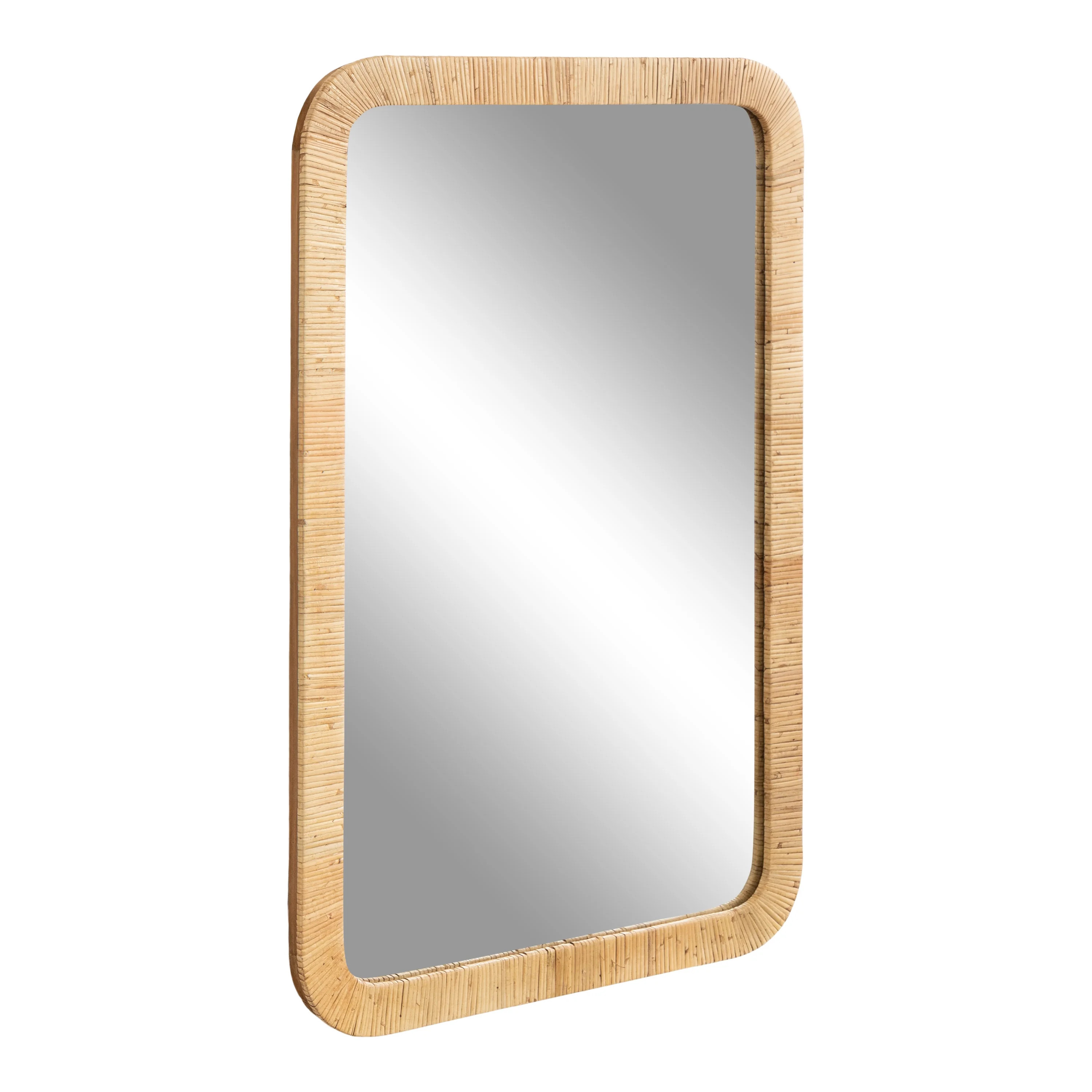 Kate and Laurel Rahfy Boho Rectangle Rattan Wall Mirror, 24 x 36, Natural Wood, Decorative Rounde... | Walmart (US)